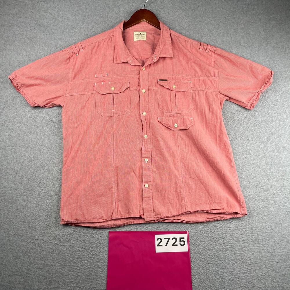 Marc Ecko Cut & Sew Shirt Red Micro Check Button Up Short Sleeve Mens 3XL